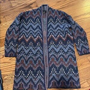 Lucky Brand Multicolor Zigzag Open Cardigan